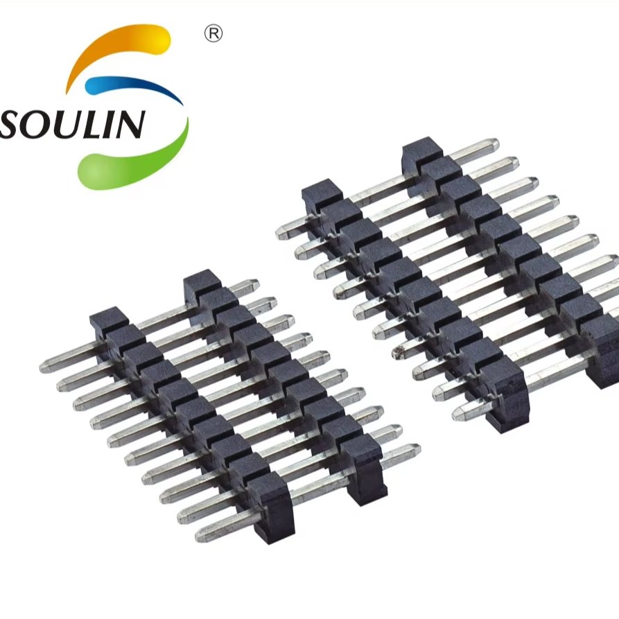 Soulin Custom 2.54mm Pitch Pin Header Waterproof Black Color Single/Dual Row Straight/Right Angle Socket Connector PCB