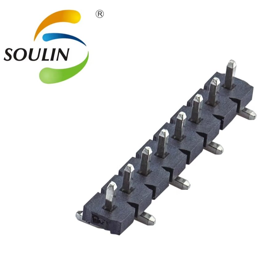 Soulin Custom 2.54mm Pitch Pin Header Waterproof Black Color Single/Dual Row Straight/Right Angle Socket Connector PCB