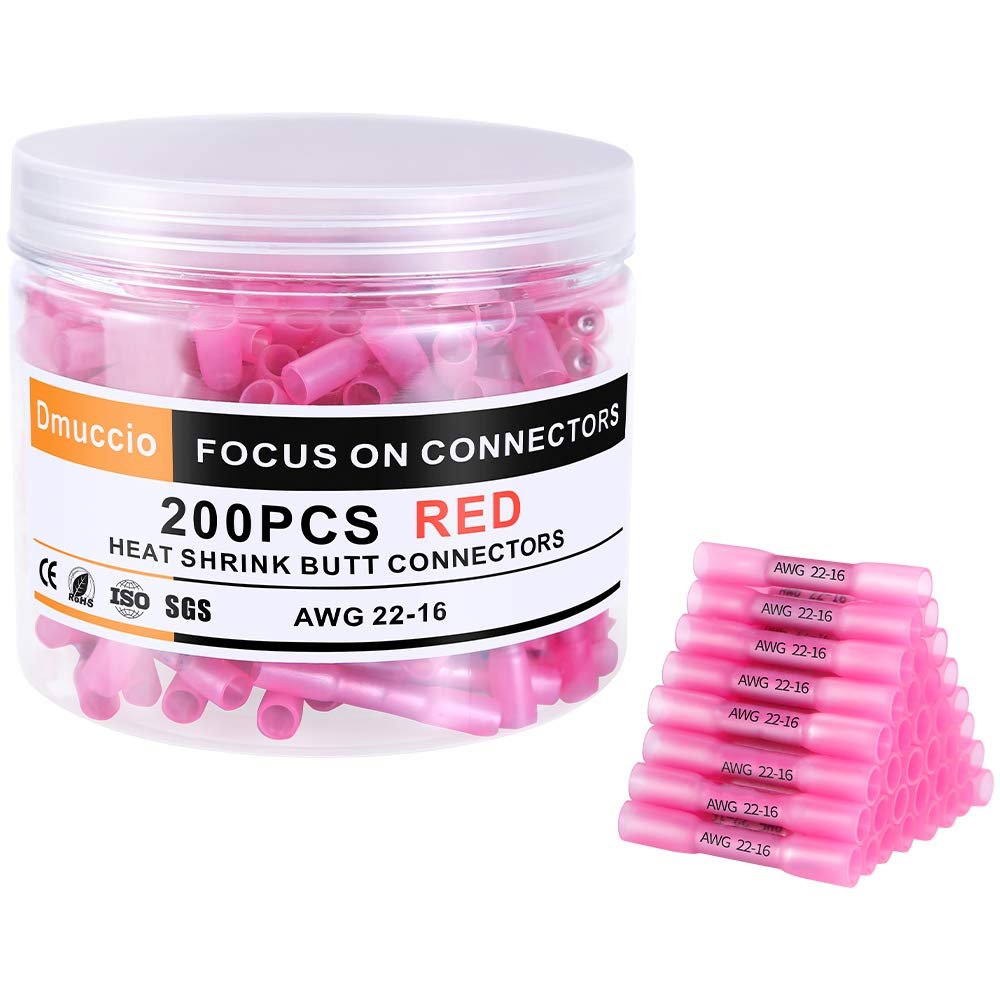 DEEM Waterproof Red Insulated heat shrink Butt Connector wire splice connector shrink wire insulation