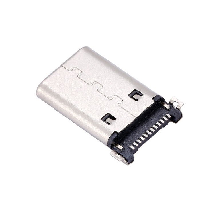 USB Type-C 12P Male Connector Horizontal Sinking Plate SMT Type Male Plug Interface Connector