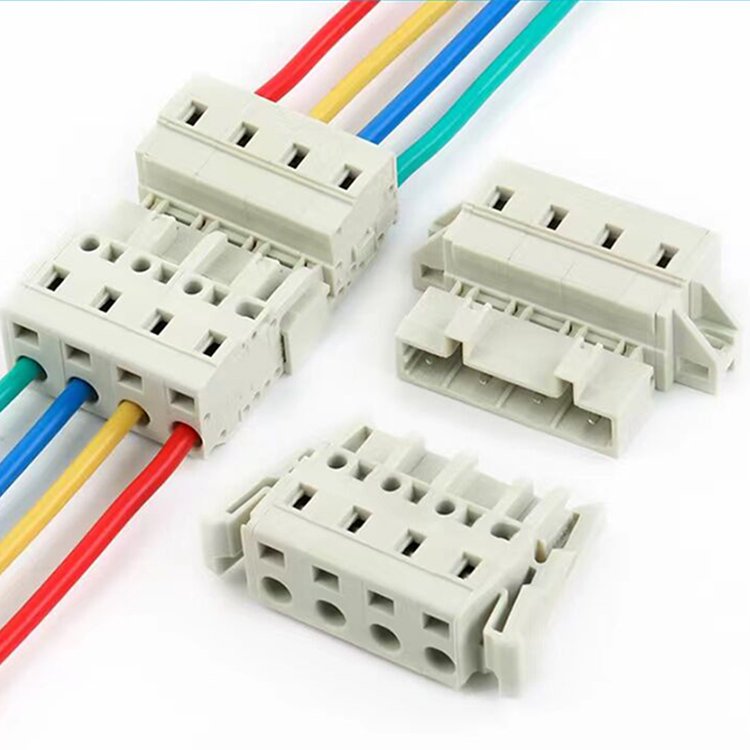 Gray Color Plastic 5.0mm Pin Connectors Electrical Spring Terminal Block
