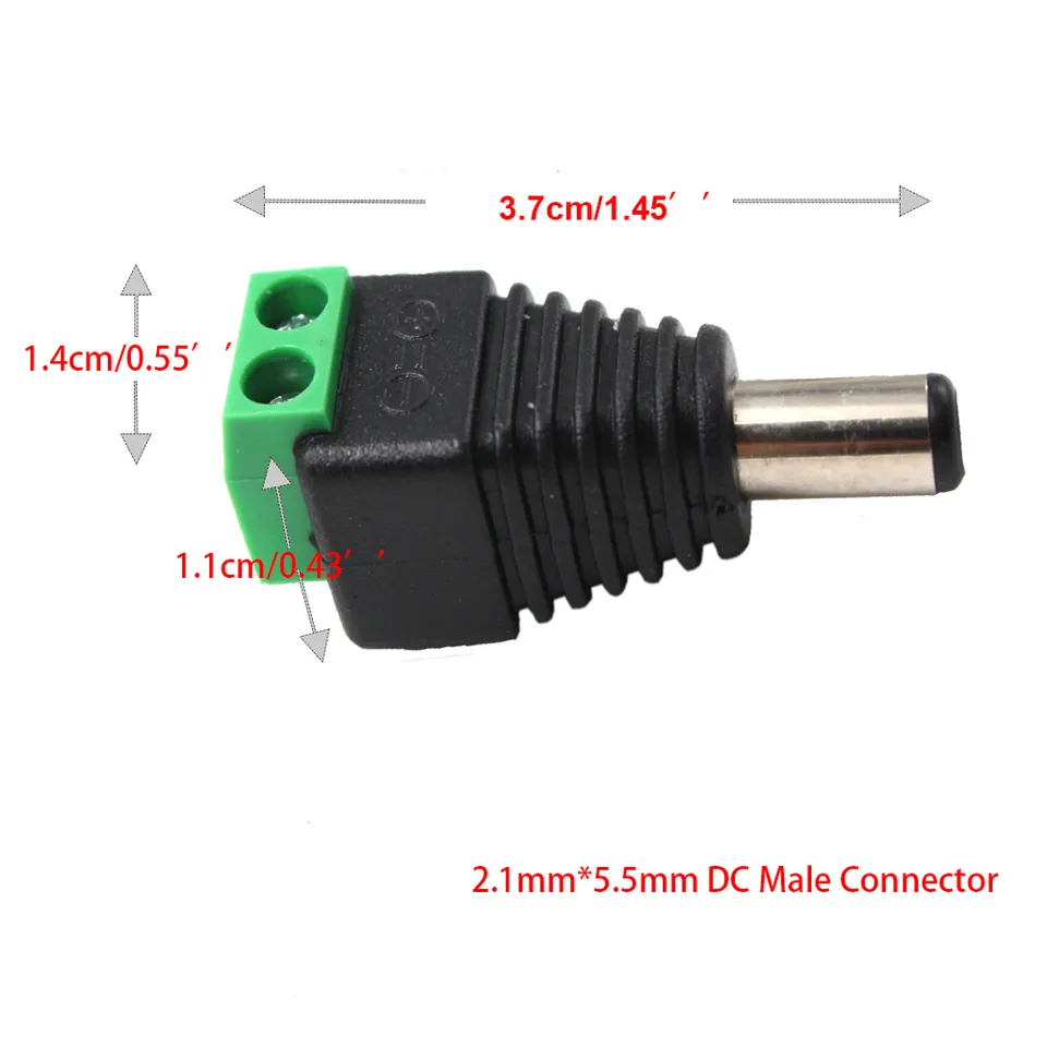 5.5mmX2.1mm 12V DC Power Male Female Plug Jack Adapter Connector