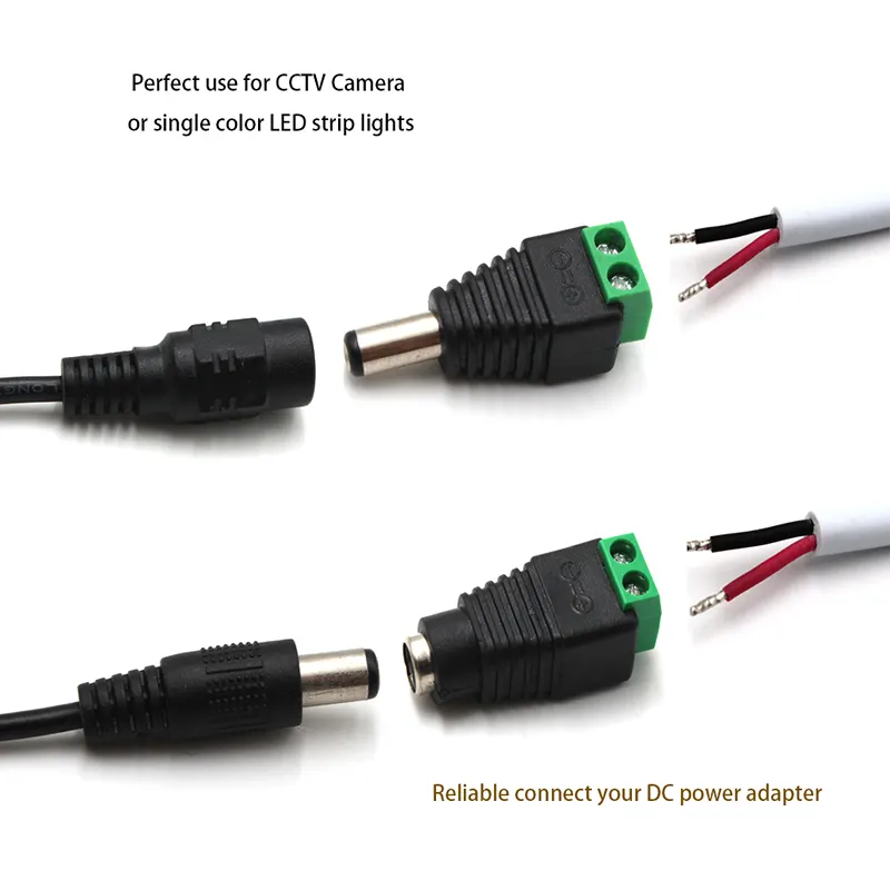 5.5mmX2.1mm 12V DC Power Male Female Plug Jack Adapter Connector