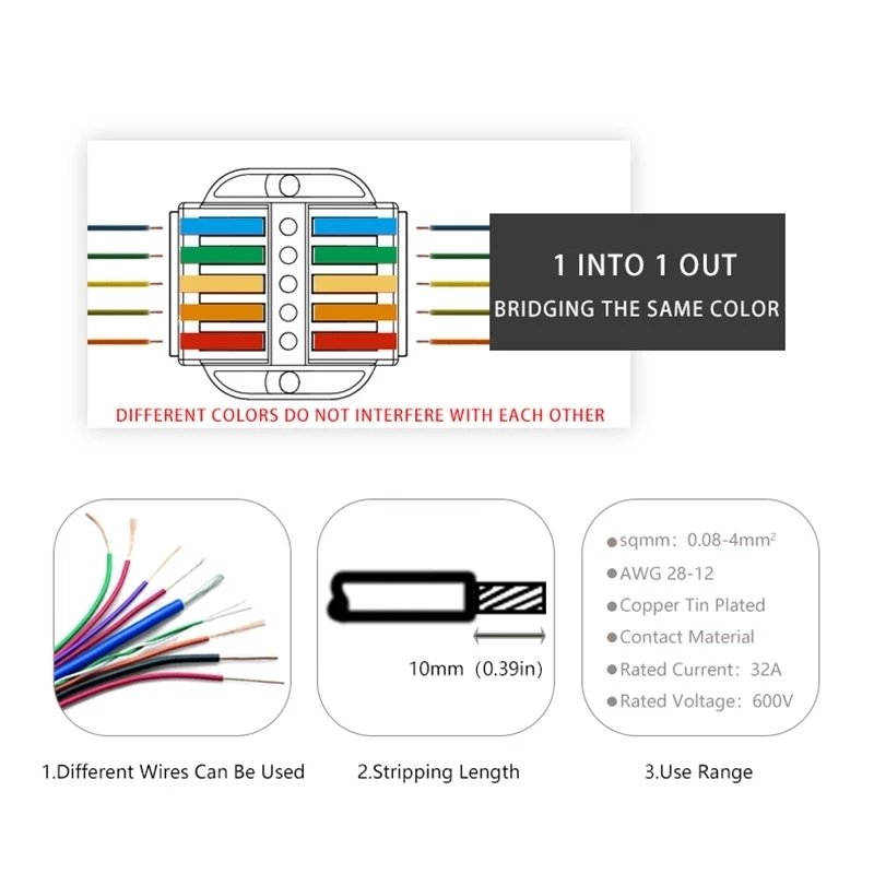 Boxed Universal Quick Electrical Wire Connector Butt Cable Connectors 2/3/4/5 Pin Compact M3 Screw Fixing Push-in Terminal Block