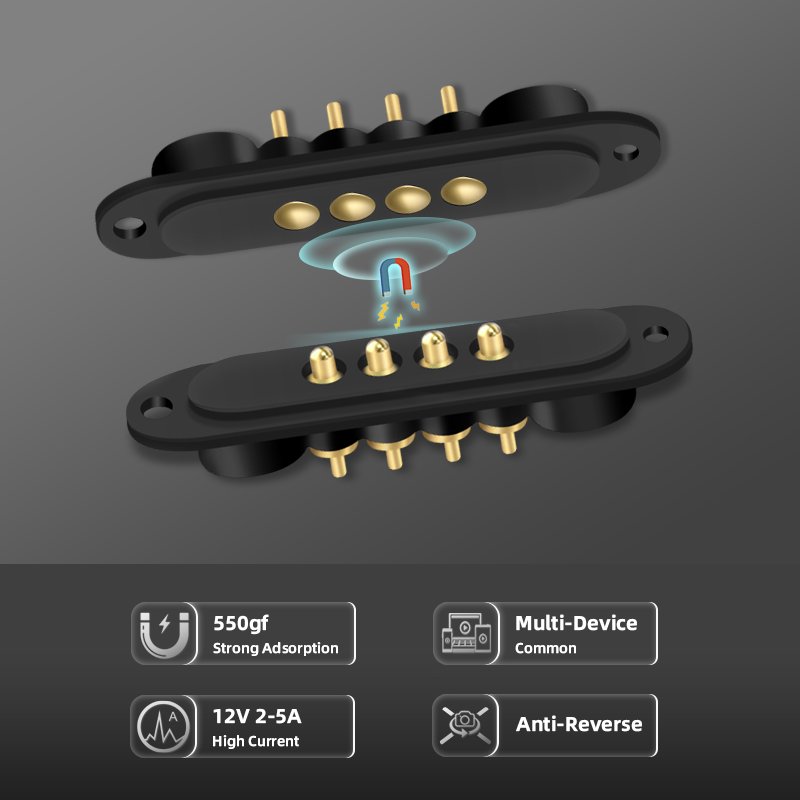 Ultrathin 4Pin Pitch 2.54mm 5V 2A Male Female Welding PCB 4 Pin Connector Magnetic