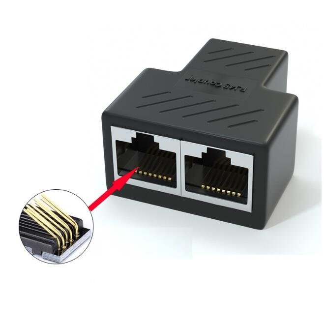RJ45 Network Splitter Adapter Connector Socket Port LAN Ethernet Network Splitter Y Adapter RJ45 1 Female to 2 Female Black OEM