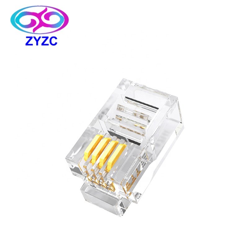 4 Pin RJ-9 Modular Connector 4P4C RJ9 Modular Plug For Telephone Cable