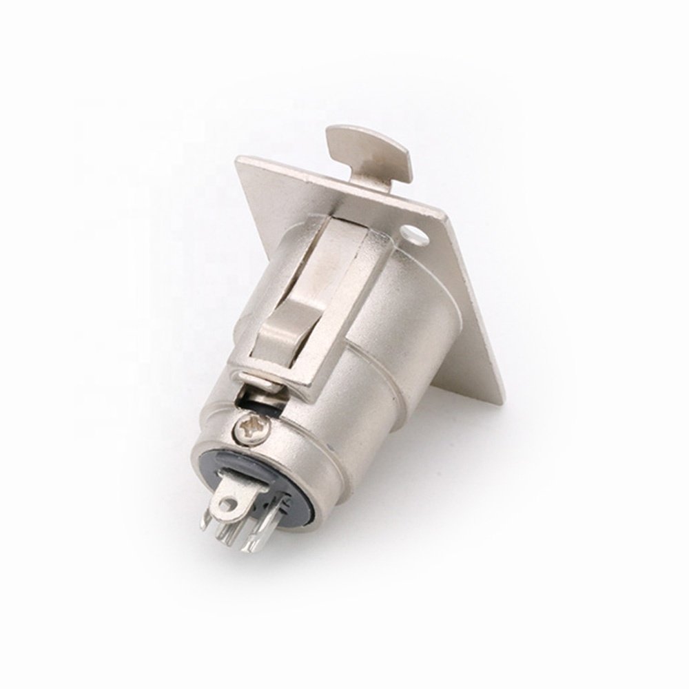 XLR Female Panel Mount Connector 4 PIN XLR Plug Metal Nickel Plated XLR Chassis Wholesales