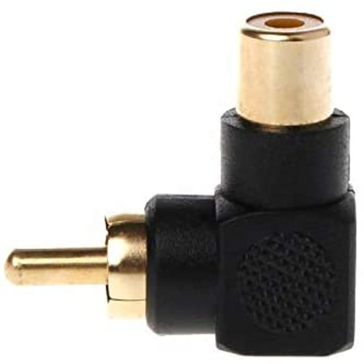 2 Pcs RCA Connector Plug Adapters Male to Female 90 Degree Right Angle M/F Gold Plated Connector