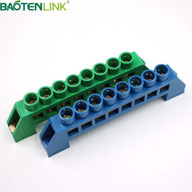 BAOTENG Custom Electric Copper Brass Neutral Earth Bus Bar Screw Wire Terminal Block Connector