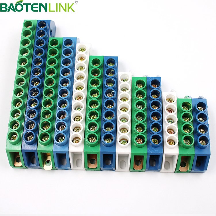 BAOTENG Custom Electric Copper Brass Neutral Earth Bus Bar Screw Wire Terminal Block Connector