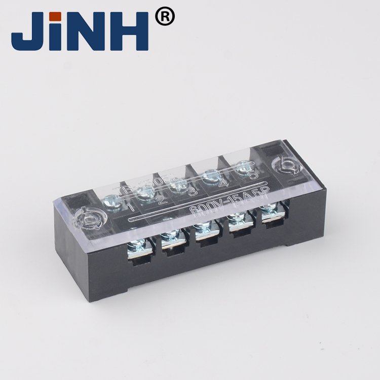 15A Dual Row Strip Screw Fixed Wiring Board Screw Wire Connector Fixed Terminals Group 5Pin Header Terminal Block