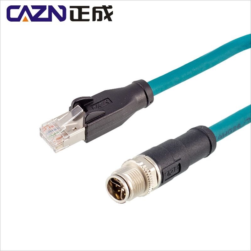 m12 8pin connector M12 to RJ45 B D X code Ethernet cable connector IP67 camera signal data transmission M12 circular connector