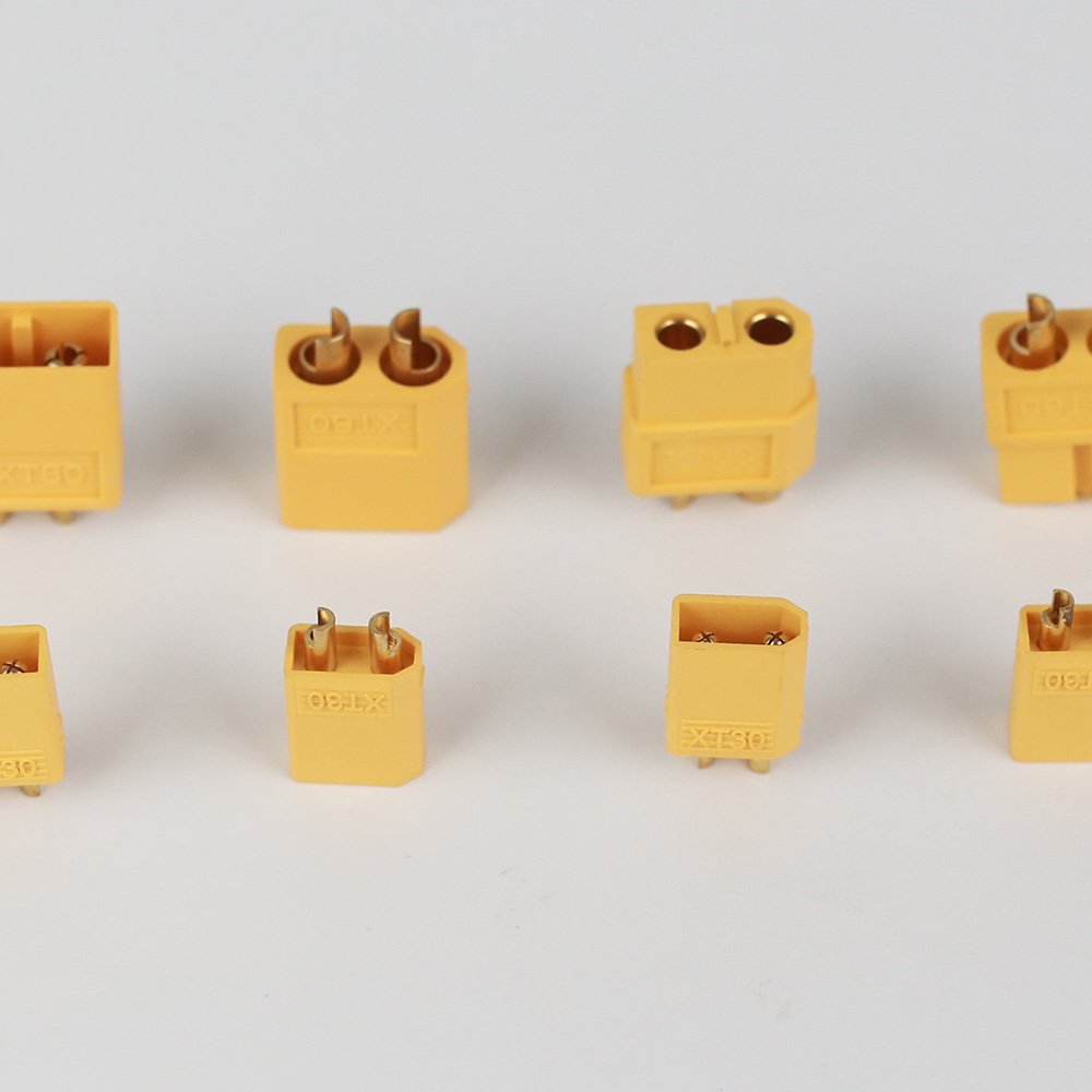 2Pcs Yellow XT30U Plug Socket Bullet Connectors RC FPV Lipo Battery XT30 Quadcopter Copper Contacts Durable Storage Connectors