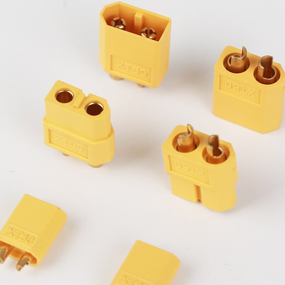 2Pcs Yellow XT30U Plug Socket Bullet Connectors RC FPV Lipo Battery XT30 Quadcopter Copper Contacts Durable Storage Connectors