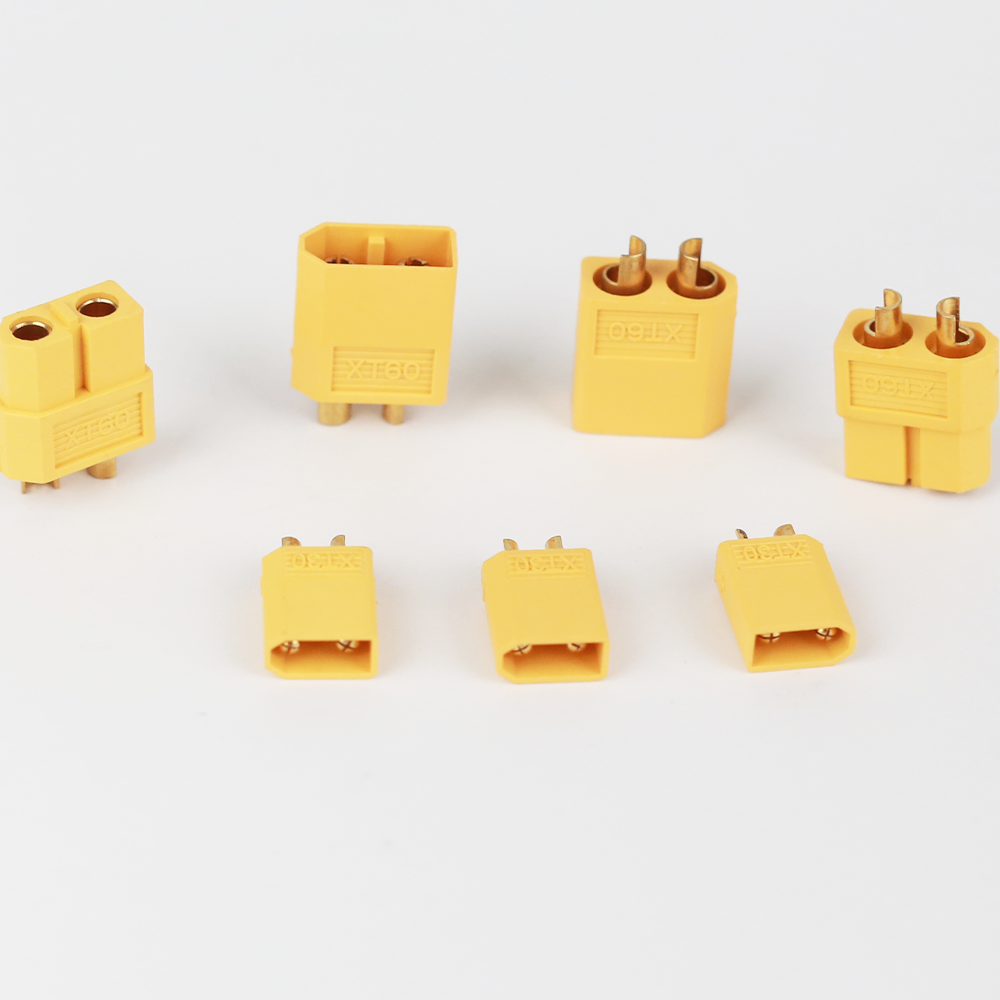 2Pcs Yellow XT30U Plug Socket Bullet Connectors RC FPV Lipo Battery XT30 Quadcopter Copper Contacts Durable Storage Connectors