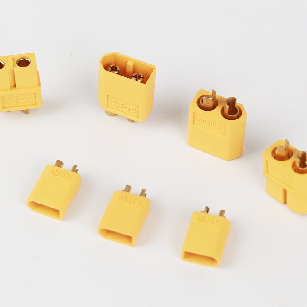 2Pcs Yellow XT30U Plug Socket Bullet Connectors RC FPV Lipo Battery XT30 Quadcopter Copper Contacts Durable Storage Connectors