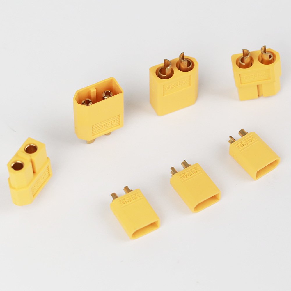 2Pcs Yellow XT30U Plug Socket Bullet Connectors RC FPV Lipo Battery XT30 Quadcopter Copper Contacts Durable Storage Connectors