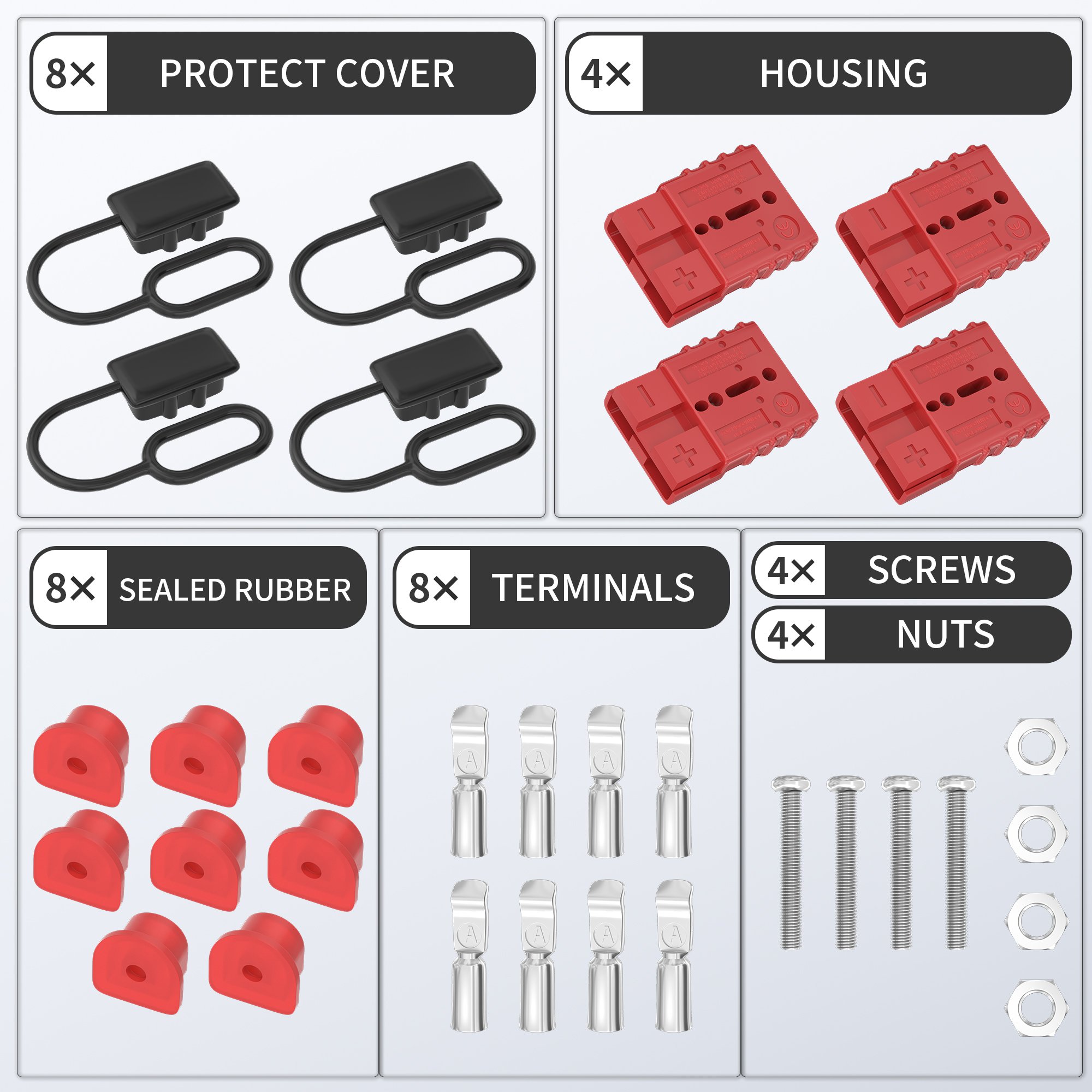 50 Amp Battery Connector Heavy Duty Battery Connector 6 to 12 Gauge Battery Charging Connector for Boat Marine Car Winch