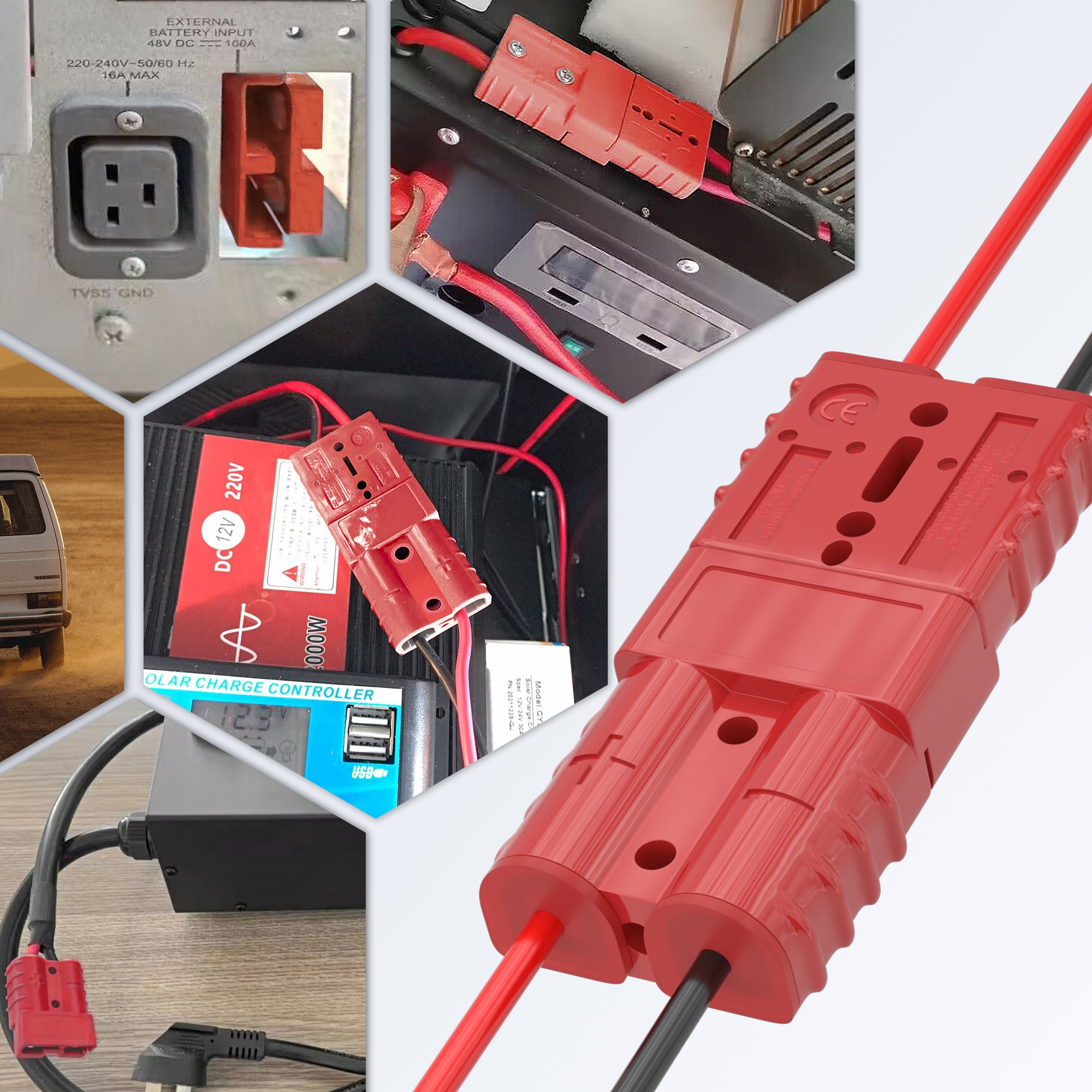 50 Amp Battery Connector Heavy Duty Battery Connector 6 to 12 Gauge Battery Charging Connector for Boat Marine Car Winch