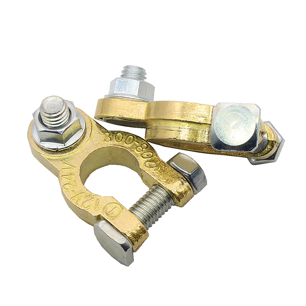 Brass Battery Terminal Connectors, Top Post Battery Terminals Clamp Set for Marine Car Boat RV Vehicles 1 Pair