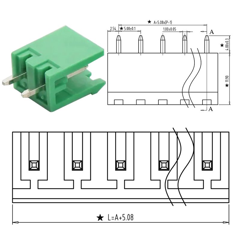 2 pins 5.08mm pitch terminal block connector female and male 2edg 2edgk 508 pluggable pcb terminal blocks with screw