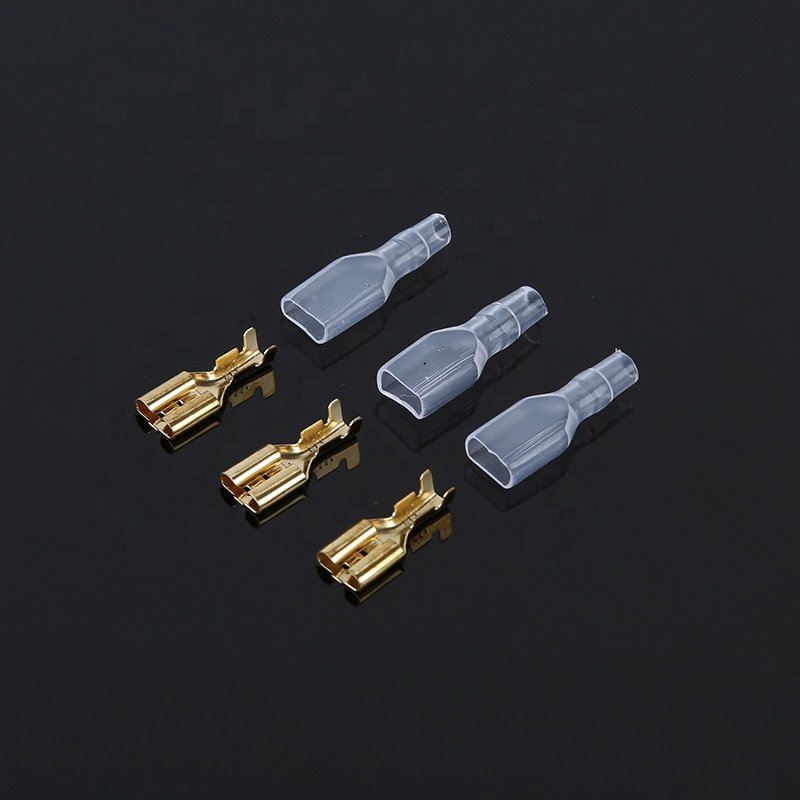 Female Spade Connector 6.3 Crimp Terminal With Insulating Sleeves For Terminals 22-16AWG