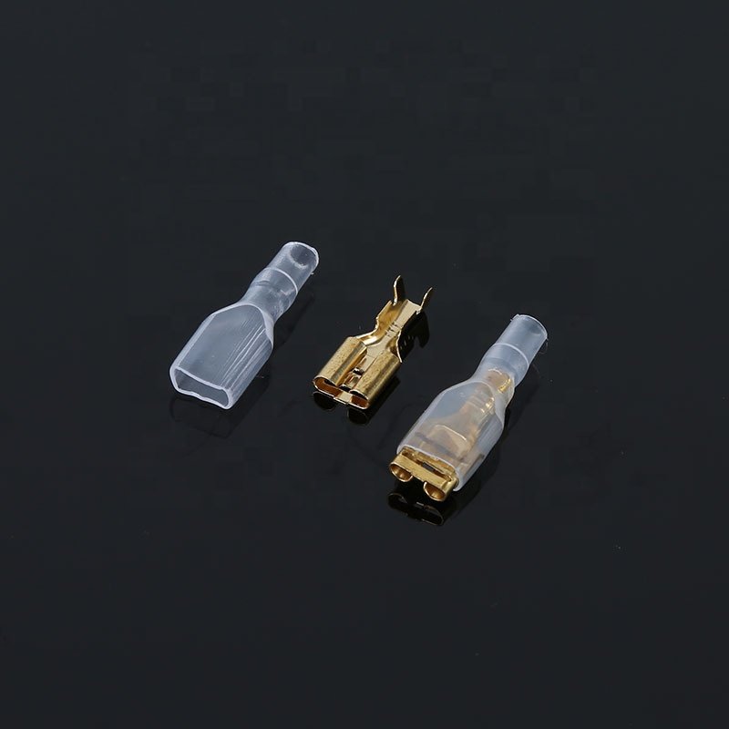 Female Spade Connector 6.3 Crimp Terminal With Insulating Sleeves For Terminals 22-16AWG
