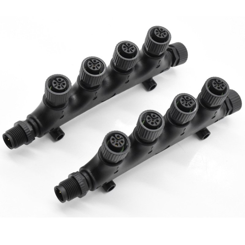 Custom IP67 Waterproof Circular Multiway Connector NMEA2000 5Pin 6Way M12 5pin T Splitter Adaptor