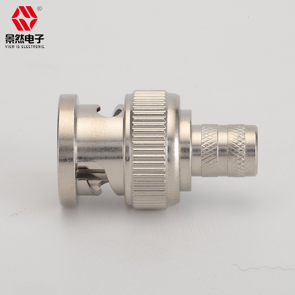 HOT SELLing rg6 bnc connector 75 Ohm Male Straight crimp all brass nickle plating BNC PLUG audio and video connector