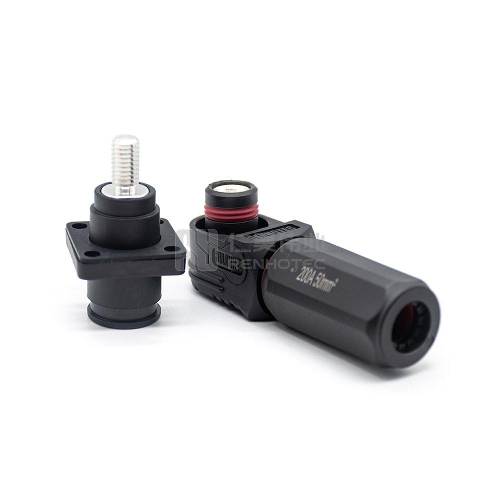 Battery Connector High Voltage Amphenol Surlok Plus Plug Red To Black 8mm Plastic 200A IP67 25mm