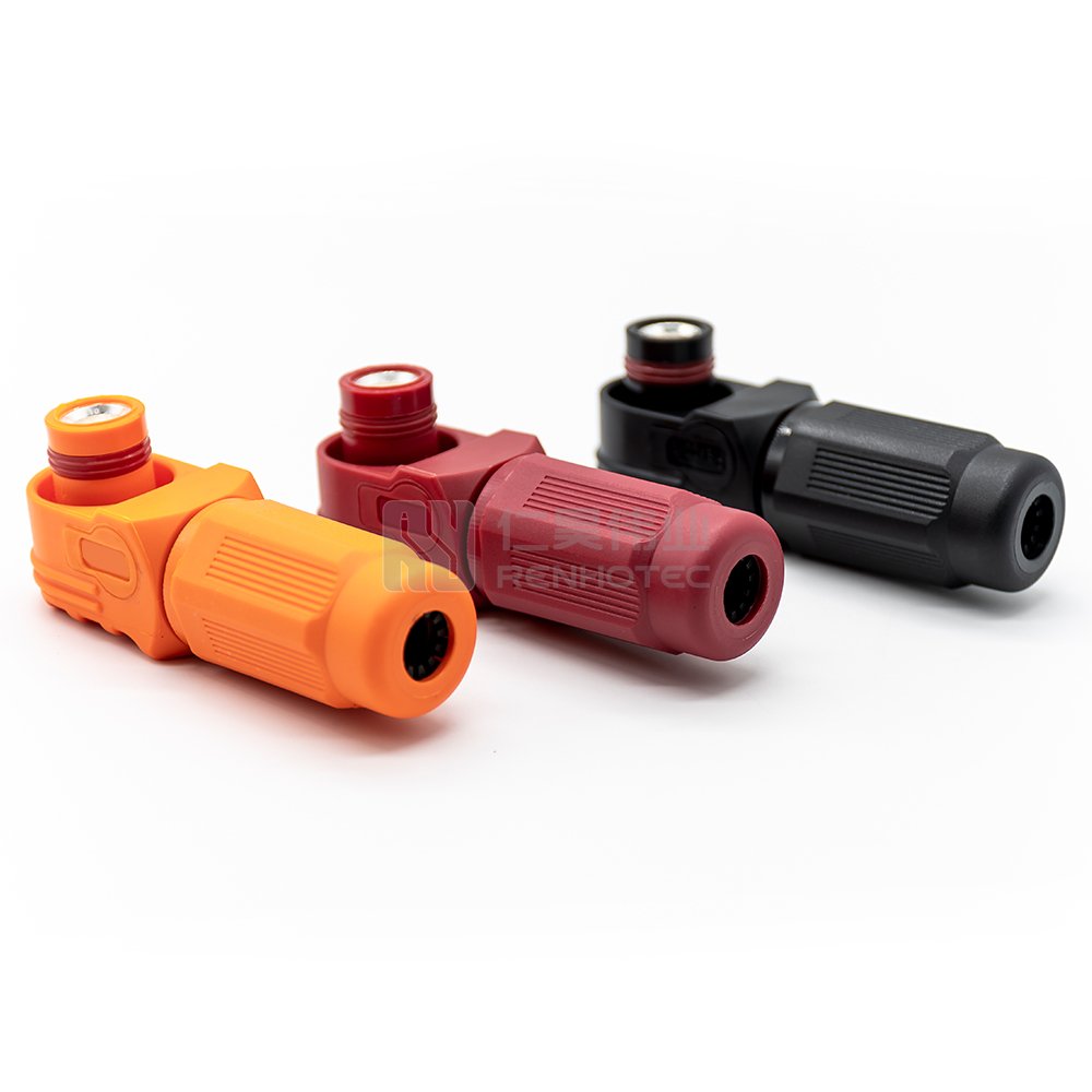 Battery Connector High Voltage Amphenol Surlok Plus Plug Red To Black 8mm Plastic 200A IP67 25mm