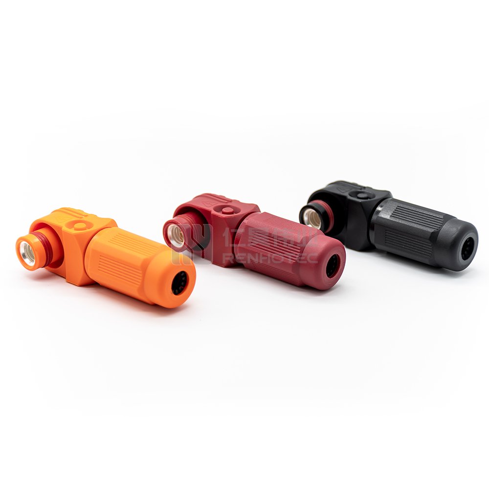 Battery Connector High Voltage Amphenol Surlok Plus Plug Red To Black 8mm Plastic 200A IP67 25mm