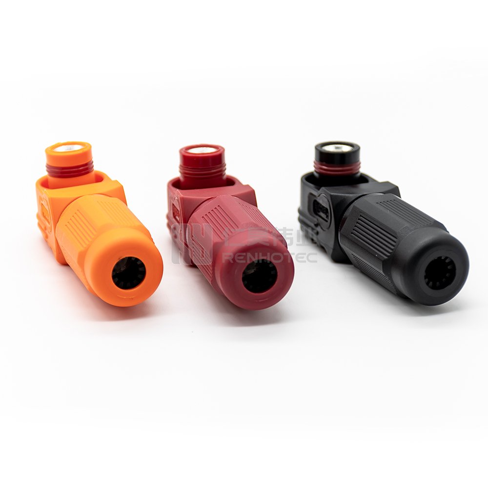 Battery Connector High Voltage Amphenol Surlok Plus Plug Red To Black 8mm Plastic 200A IP67 25mm