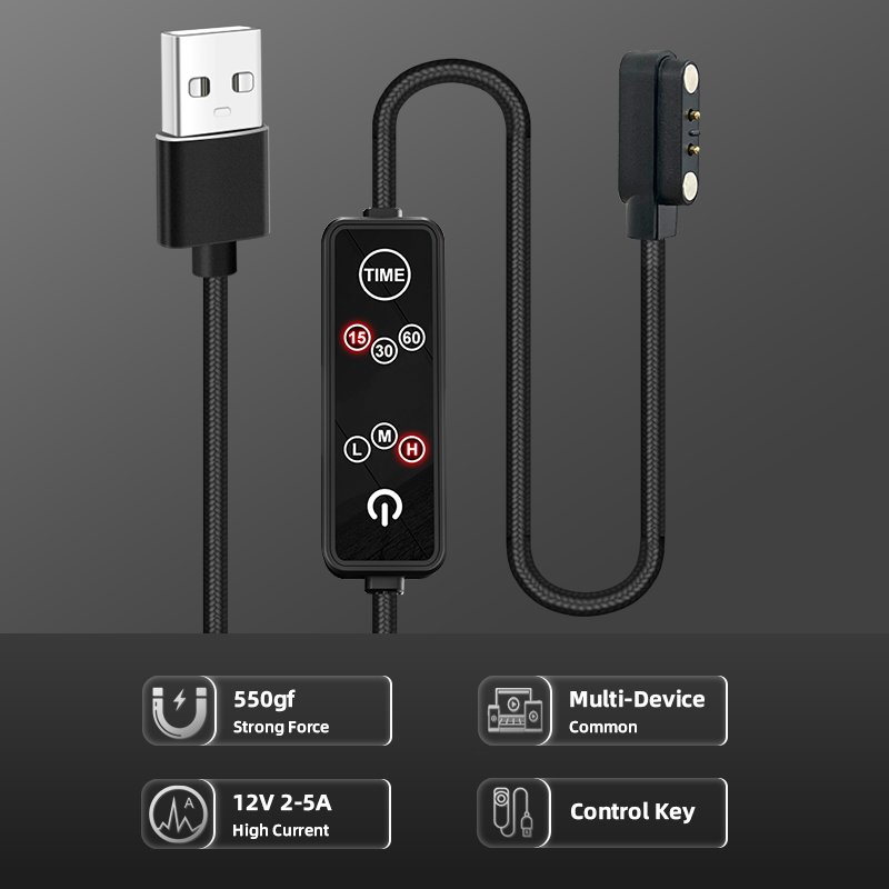 2Pin 5V 1A 5V2A Male Female USB Charging Cable Magnetic Power Connector With Controller