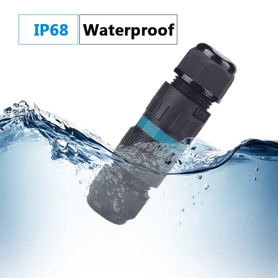 Factory IP68 Male Female Electric Lighting M20 UL ROHS 2 Pin T Type Solderless Contacts Waterproof Connector Plug
