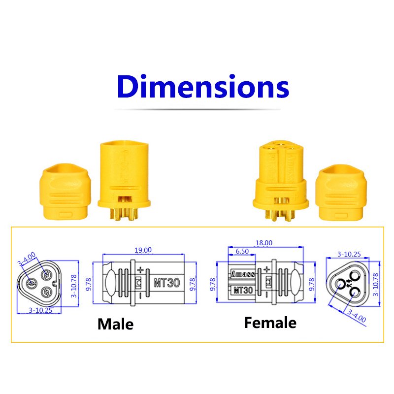 3 Pin Yellow Black Original Amass MT60 MT30 MT-30 MT 30 3Pin Connector PCB Mount Banana Plug Cable Connector