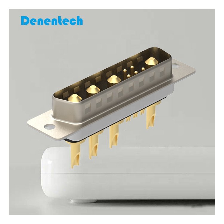 Denentech High Power D-Sub Connector 9W4 Male Solder Type High Current Contact for Soldering