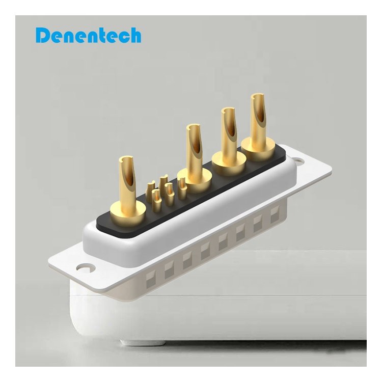 Denentech High Power D-Sub Connector 9W4 Male Solder Type High Current Contact for Soldering