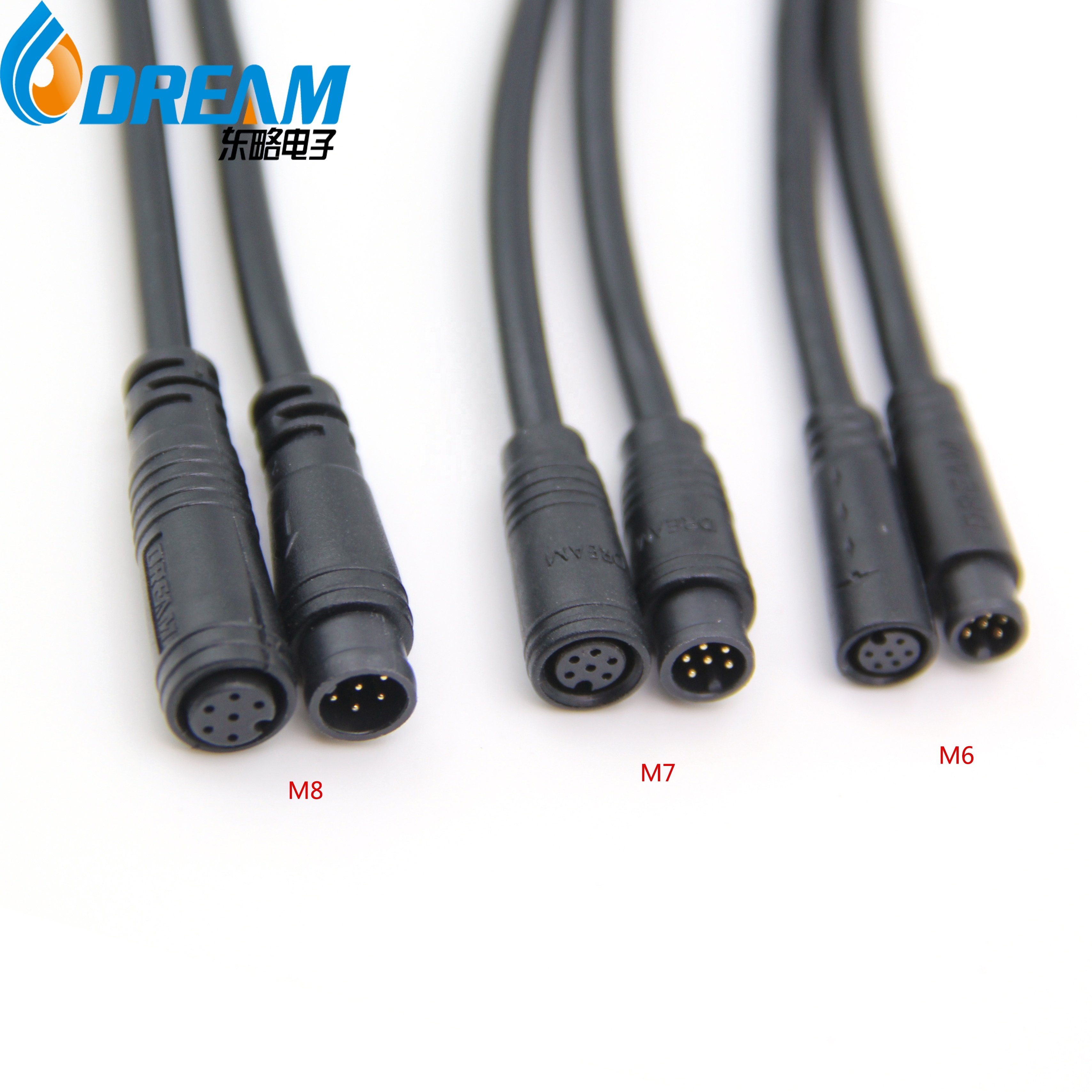 Dream-start 4 pin m6 IP65 Electric Bike Low Voltage Wire Male or Female Mini Waterproof Connector
