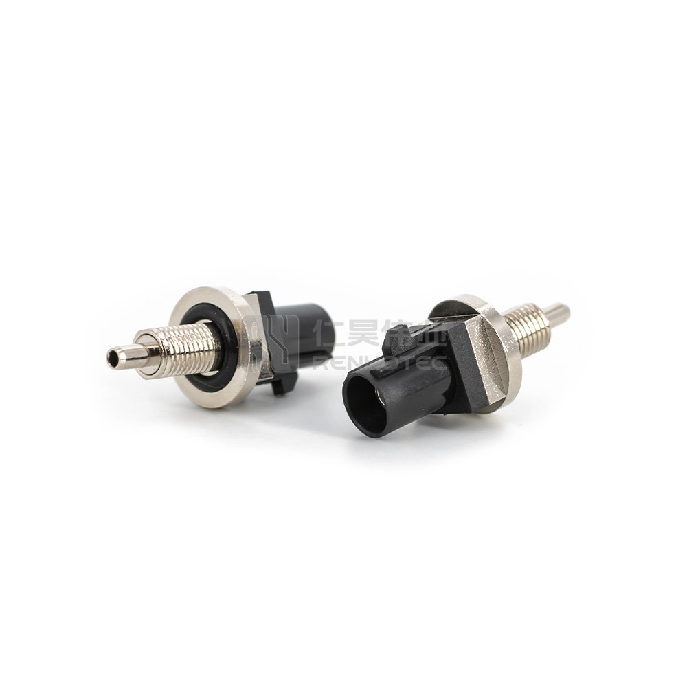 FAKRA SMB A Black Waterproof Connector Male Plug Panel Mount with Thread Solder 1.13mm for Violet Car GSM