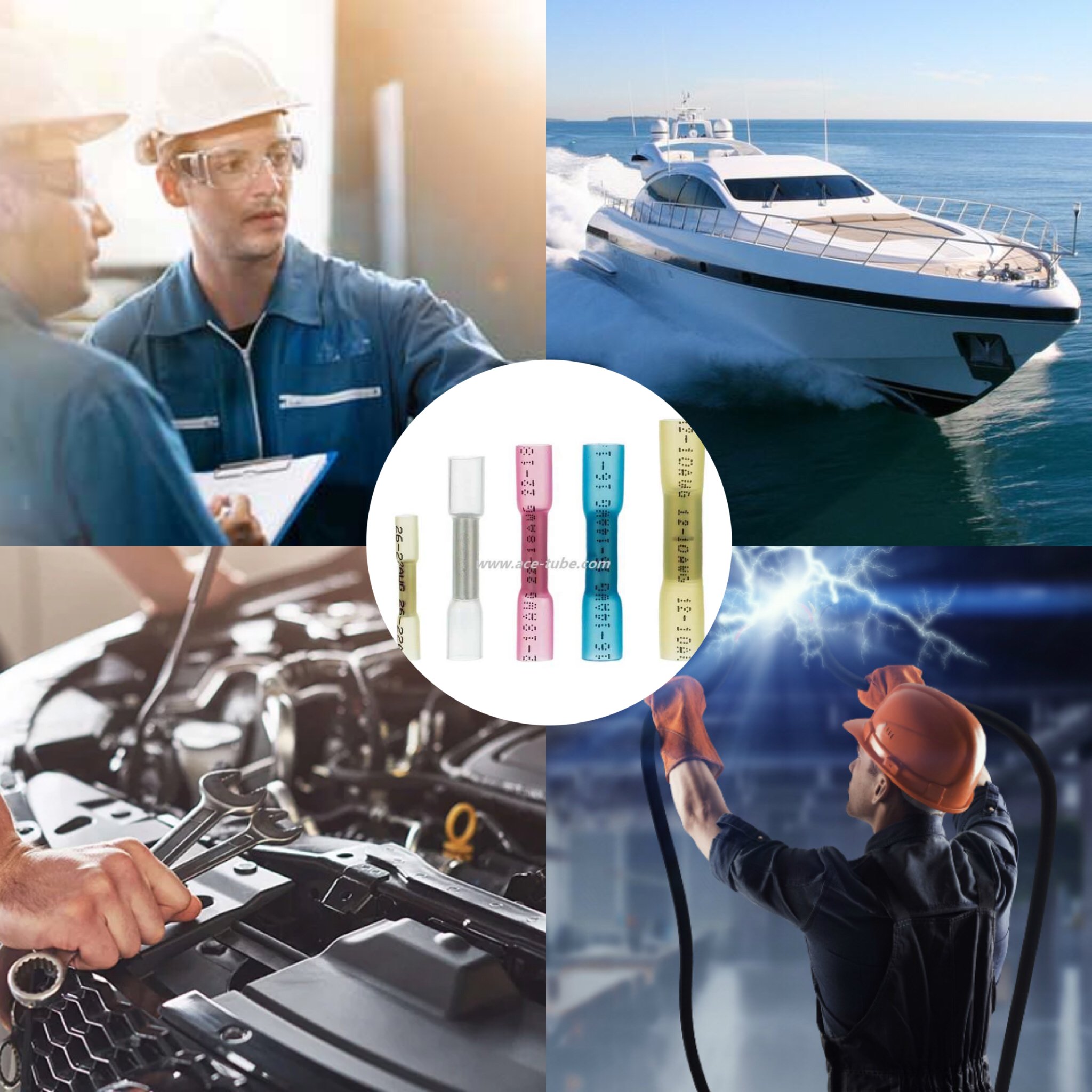 BHT Marine Automotive Electrical Wire Terminals Waterproof Butt Splice Heat Shrink Butt Crimp Connectors