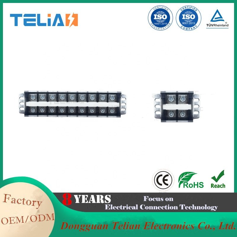 600V 20A 10 Positions Strip Terminal Connector Board Electric Dual Row Barrier Screw Cable Terminal Block