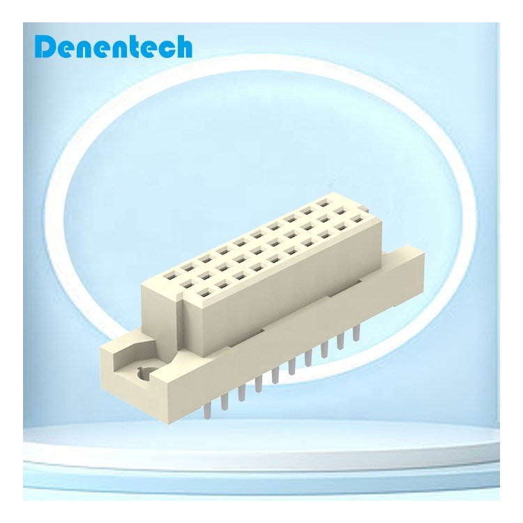Denentech 2.54mm Female Triple Row DIN 41612 Connector with 10P Brass Steel Pins Straight DIP 10P for Current Use PCB