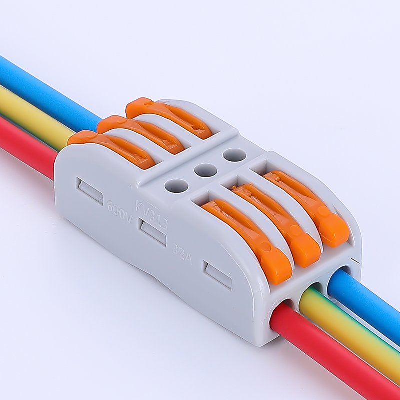 Compact Lever Nut Wire Conductor Quick Terminal Block 223 spl-3 3 in 3 out Circuit Inline Splice push fast wire connector