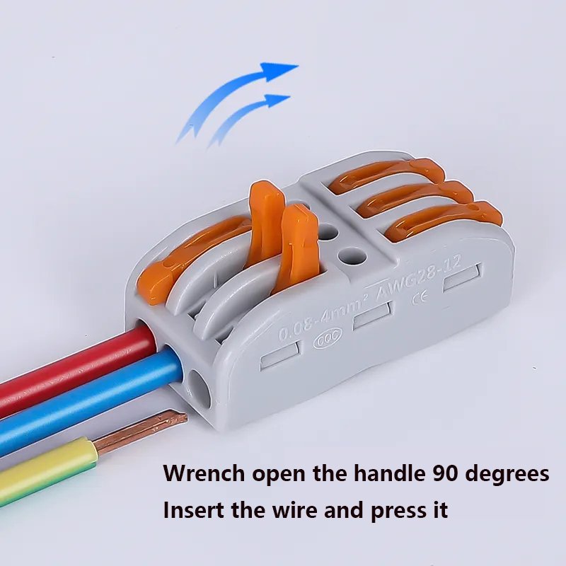 Compact Lever Nut Wire Conductor Quick Terminal Block 223 spl-3 3 in 3 out Circuit Inline Splice push fast wire connector