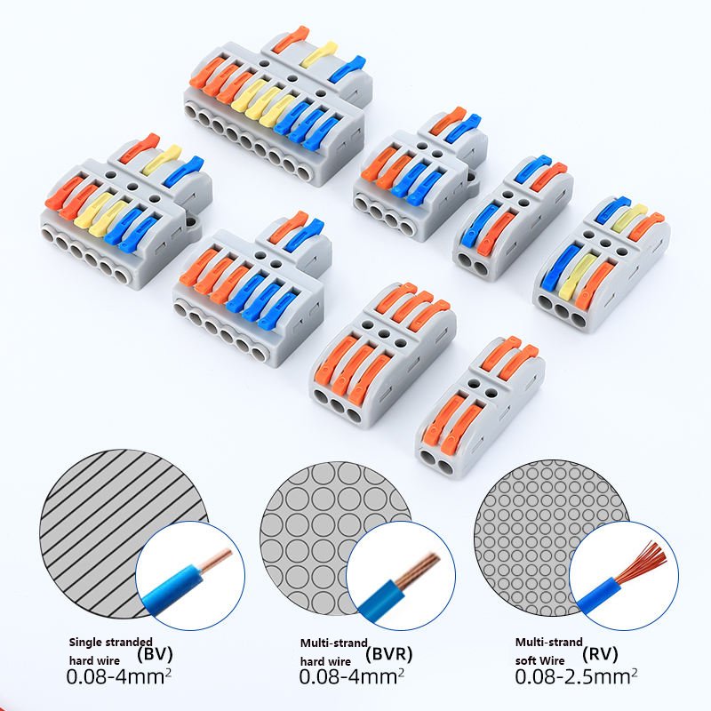 Compact Lever Nut Wire Conductor Quick Terminal Block 223 spl-3 3 in 3 out Circuit Inline Splice push fast wire connector
