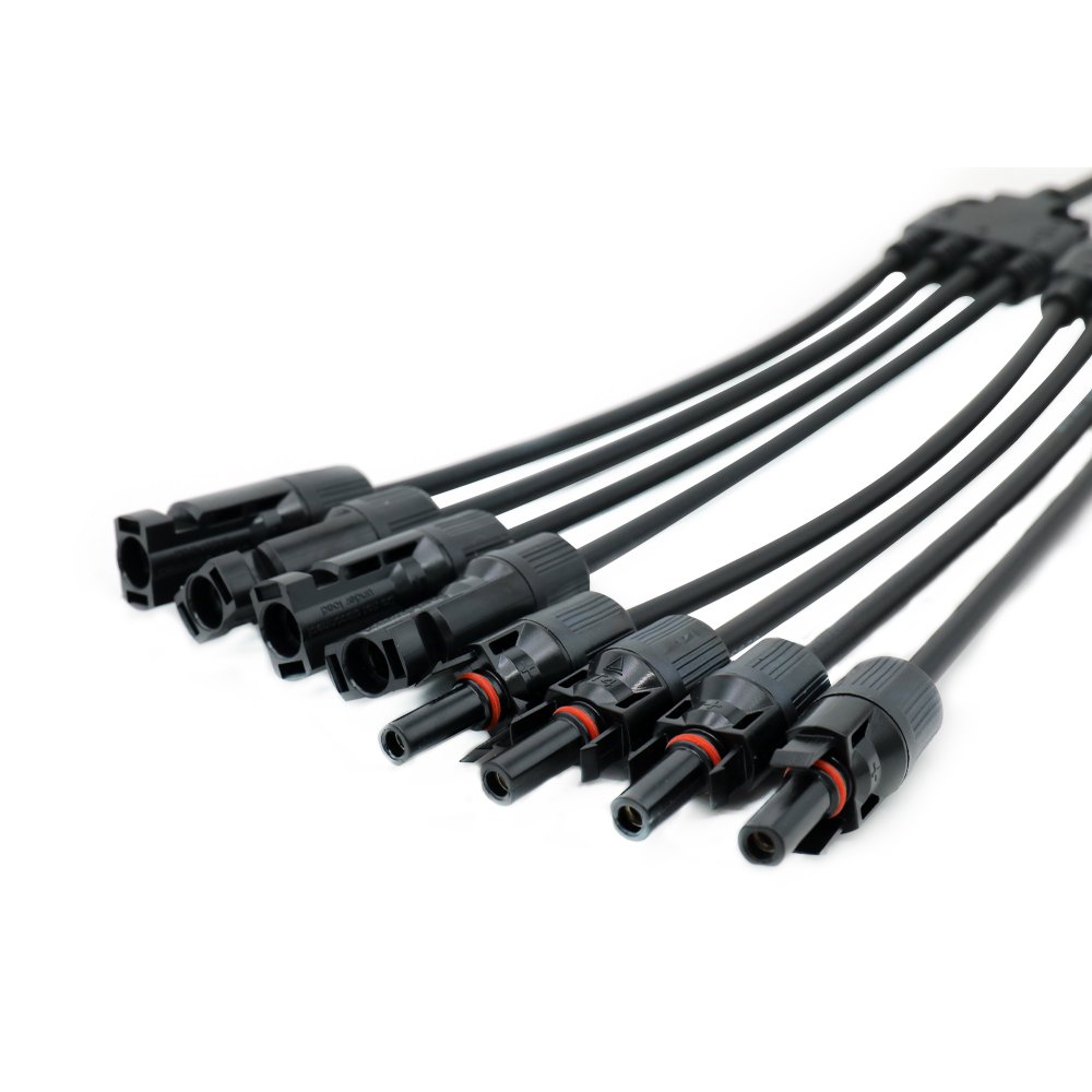 10AWG Solar Connectors Y Branch 1 Male to 4 Female Prewired Cable M/FFF & F/MMM IP68 solar panel extension cables