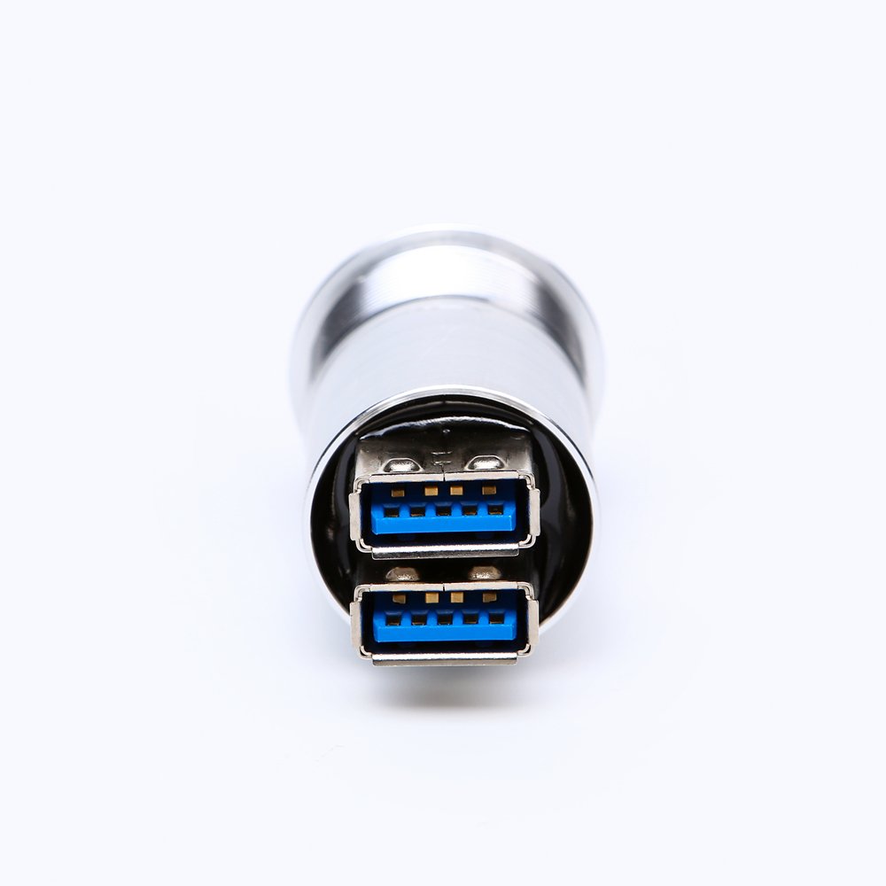 25mm Metal panel Istall Type USB connector/USB Socket 2x USB3.0 FEMALE A - FEMALE A