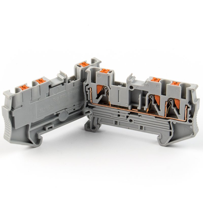 CHFRPU PT2.5-TWIN quick wiring feed through push in terminal wire connector spring combined plug in din rail terminal block